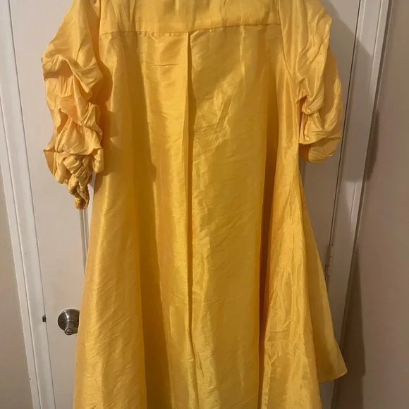 NWT “STAND IN STYLE”  Yellow Button-Up Sheer/LINEN/POLYESTER BLEND Dress 1X - Picture 9 of 11